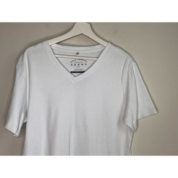 Son of a Taylor & Sons Organic Cotton White V Neck Tee Men's Size L - Picture 3 of 9
